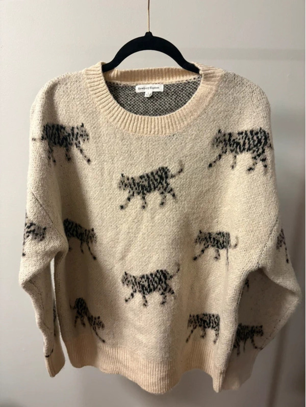 Lizard Thicket Cream and Black Leopard Sweater - Large